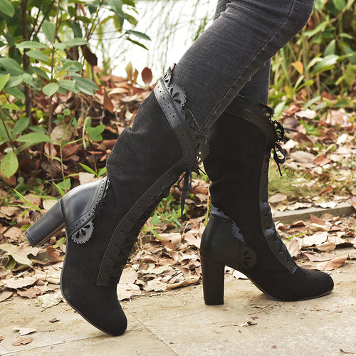 Lace Up Heeled Punk Boots