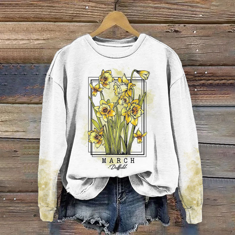 Daffodil Ombre Print Crew Neck Sweatshirt