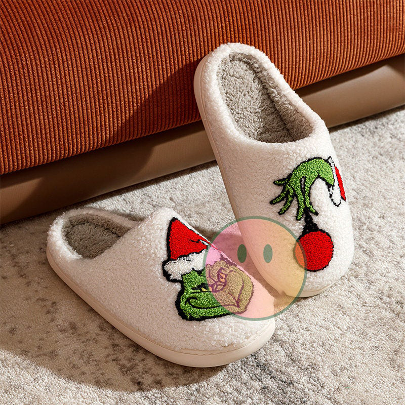Merry Christmas Embroidered Slippers