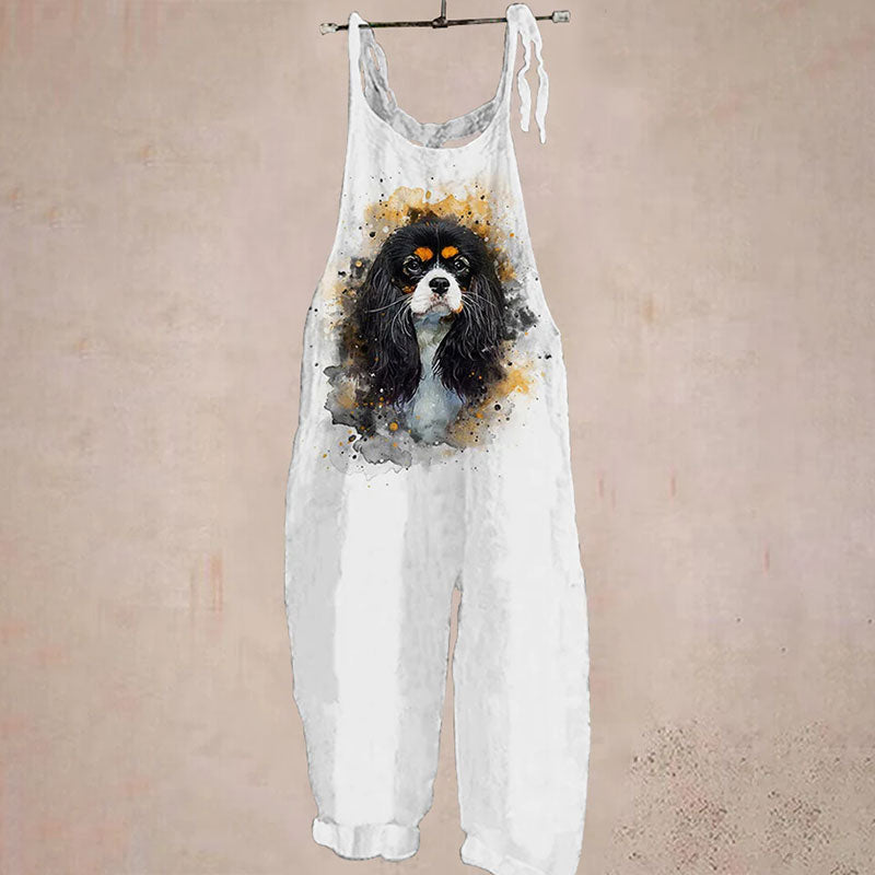 Women's Cavalier King Charles Spaniel Dog Print Jumpsuit