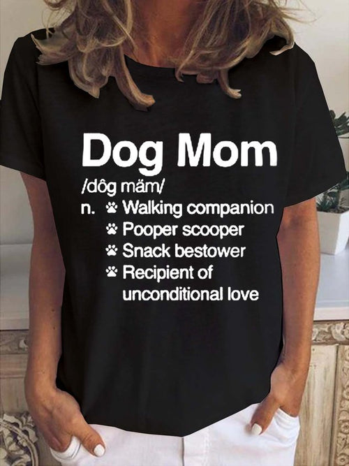 Funny Dog Mom Casual Crew Neck Shirts & Tops