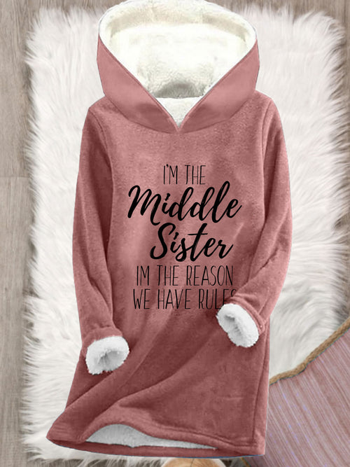 Women's I'm The Middle Sister Fleece Casual Hooded Sweatshirt