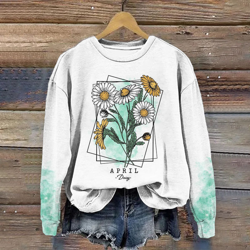 Lily Of The Valley Ombre Print Crew Neck Sweatshirt