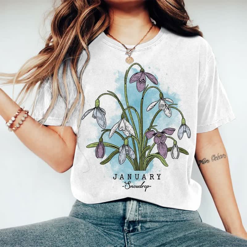 Snowdrop Ombre Print Casual T-shirt