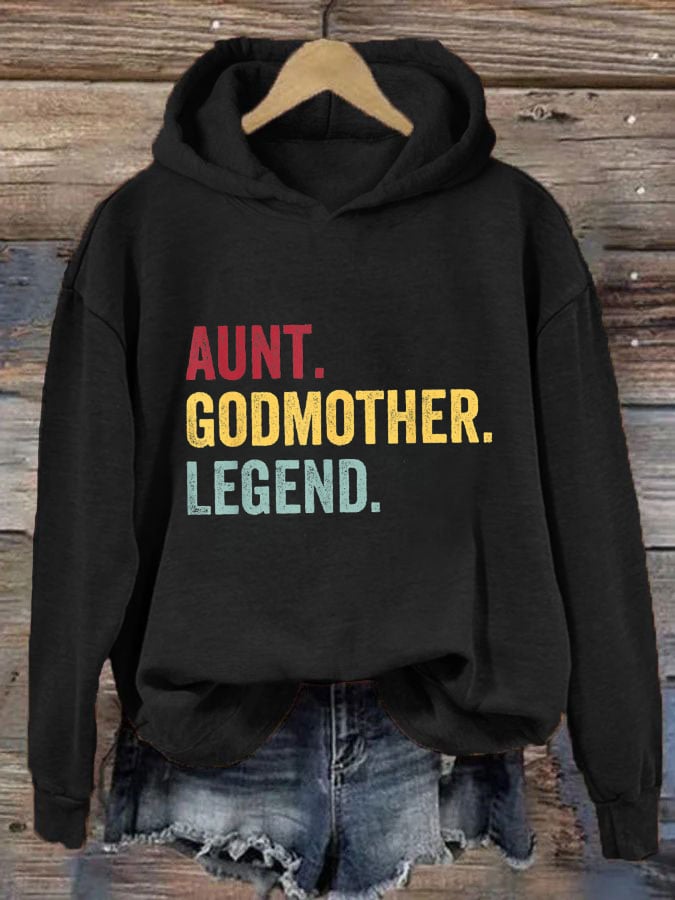 Women's Aunt Godmother Legend Print Hooded Sweatshirt