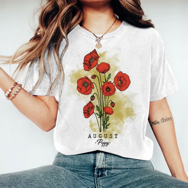 Poppy Ombre Print Casual T-shirt