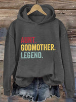 Women's Aunt Godmother Legend Print Hooded Sweatshirt