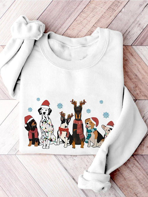Christmas Dog Dog Lover Cute Dog Christmas Holiday Dog Mom Dog Owner Print Casual Sweatshirt